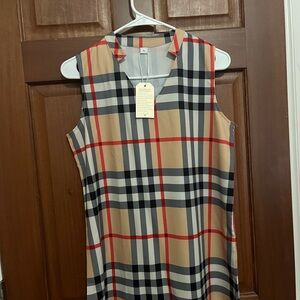 Plaid Sleeveless Dress - Beige, Black, Red